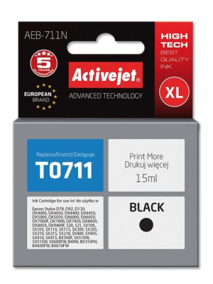 Tusz Activejet AEB-711N (zamiennik Epson T0711, T0891, T1001  Supreme  15 m