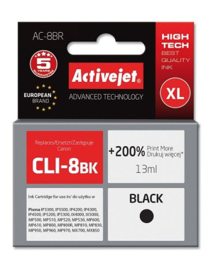 Tusz Activejet AC-8BR (zamiennik Canon CLI-8Bk  Premium  13 ml  czarny)