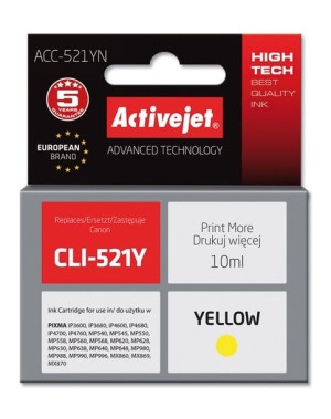 Tusz Activejet ACC-521YN (zamiennik Canon CLI-521Y  Supreme  10 ml  żółty)