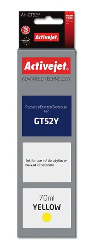 Tusz Activejet AH-GT52Y (zamiennik HP GT52Y M0H56AE  Supreme  70 ml  żółty)