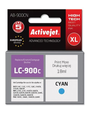 Tusz Activejet AB-900CN (zamiennik Brother LC900C  Supreme  17.5 ml  niebie