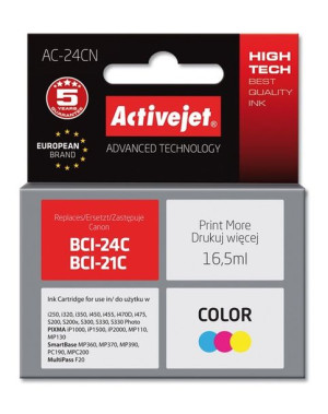 Tusz Activejet AC-24CN (zamiennik Canon BCI-24C  Supreme  16,5 ml  kolor)