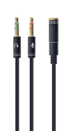 Kabel GEMBIRD CCA-418M (Mini Jack x2 M - 4-Pin, Jack stereo 3,5 mm F  0,20m