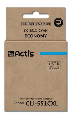Tusz ACTIS KC-551C (zamiennik Canon CLI-551C  Standard  12 ml  niebieski)