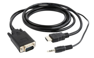 Adapter GEMBIRD A-HDMI-VGA-03-6 (HDMI M - D-Sub (VGA), Jack stereo 3,5 mm M
