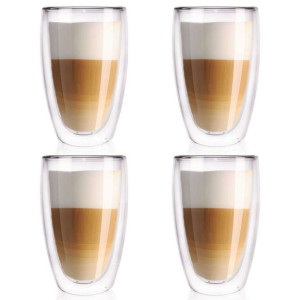 4x szklanka termiczna z podwójną ścianką do kawy latte 450 ml