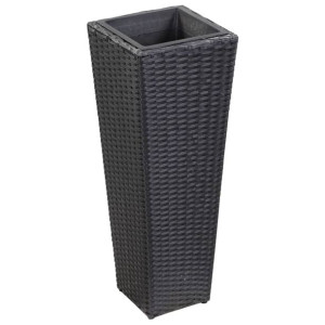 Podwyższona donica ogrodowa, 30x30x80 cm, polirattan, czarna
