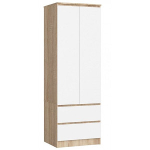 Szafa do sypialni, szuflady, star S, 60, dąb sonoma, biel, mat