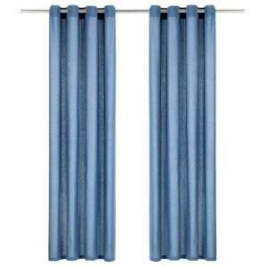 Zasłony, metalowe kółka, 2 szt., bawełna 140x245 cm, niebieskie