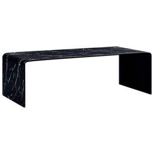 Stolik kawowy, czarny, marmurkowy, 98x45x31 cm, szkło hartowane