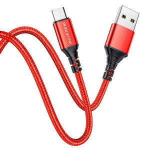 Borofone Kabel BX54 Ultra Bright USB na micro USB 2,4A 1 metr czerwony