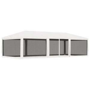 Namiot imprezowy z 4 siatkowymi ściankami, 4x9 m, biały
