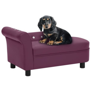 Lumarko Sofa dla psa, burgundowa, 83x45x42 cm, sztuczna skóra