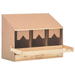 Gniazdo dla kur, 3 przegrody, 72x33x54 cm, lite drewno sosnowe