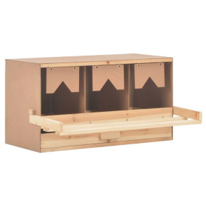 Gniazdo dla kur, 3 przegrody, 72x33x38 cm, lite drewno sosnowe