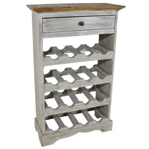 Stojak na wino, lite drewno z recyklingu, 55x23x85 cm