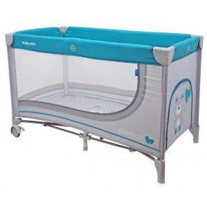 BABY MIX HR-8052-192 Łóżeczko podróżne jednopoziomowe Miś szare 35849