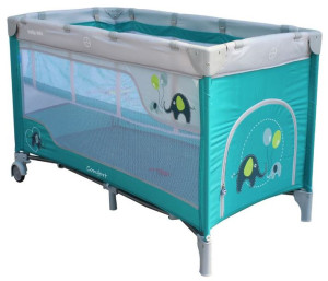 BABY MIX HR-8052-214 Łóżeczko podróżne Comfort dwupoziomowe niebieskie 3640
