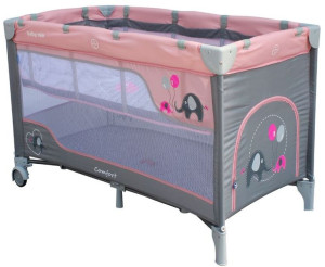 BABY MIX HR-8052-216 Łóżeczko podróżne Comfort dwupoziomowe różowe 36409