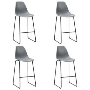 281504 Bar Stools 4 pcs Grey Plastic