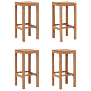 Stołki barowe, 4 sztuki, lite drewno tekowe