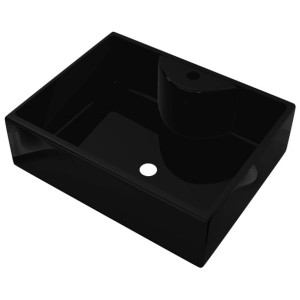 Ceramiczna umywalka z otworem na kran, prostokątna, czarna