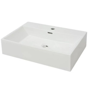 Umywalka ceramiczna z otworem na baterię, 60,5 x 42,5 x 14,5 cm, biała