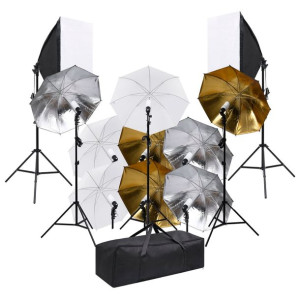 Studyjny zestaw fotograficzny z oświetleniem i softboxami