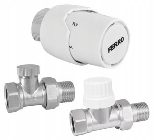 Ferro Komplet Termostatyczny Prosty 1/2"