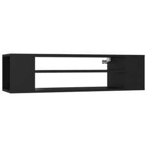 Wisząca szafka TV, czarna, 100x30x26,5 cm, płyta wiórowa