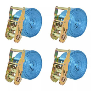 Taśmy mocujące z napinaczami, 4 szt., 2 T, 6m x 38mm, niebieski