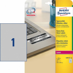 Avery Zweckform znamionowe A4 210 x 297 mm srebrne