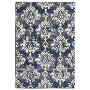 Nowoczesny dywan, wzór Paisley, 80 x 150 cm, beżowo-niebieski