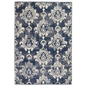 Nowoczesny dywan, wzór Paisley, 120 x 170 cm, beżowo-niebieski