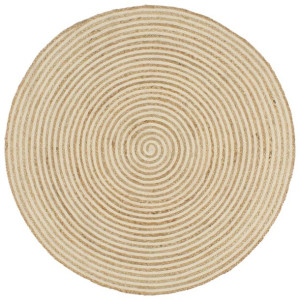 Dywanik ręcznie wykonany z juty, spiralny wzór, biały, 120 cm