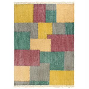 Ręcznie tkany kilim, bawełna, 160x230 cm, z nadrukiem, kolorowy
