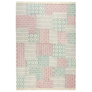 Ręcznie tkany kilim, bawełna, 200x290 cm, z nadrukiem, kolorowy