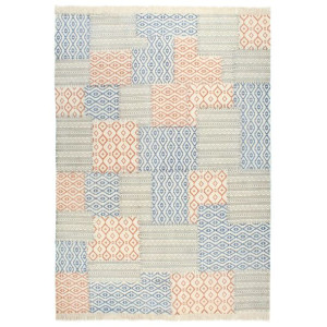 Ręcznie tkany kilim, bawełna, 200x290 cm, z nadrukiem, kolorowy