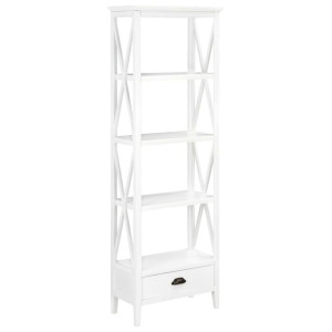 Biblioteczka z 1 szufladą, biała, 60 x 30 x 170 cm, MDF