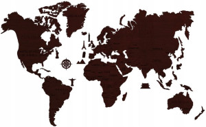 Drewniana Mapa Świata na ścianę 3D, rozm. XXL