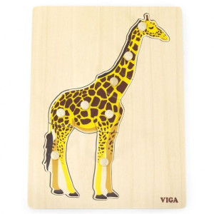 Lumarko Drewniane Puzzle Montessori Żyrafa Z Pinezkami