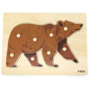 Lumarko Drewniane Puzzle Montessori Miś Niedźwiedź Z Pinezkami