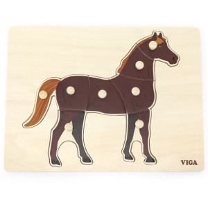 Lumarko Drewniane Puzzle Montessori Koń Z Pinezkami
