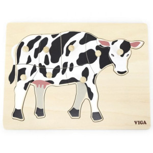 Lumarko Drewniane Puzzle Montessori Krowa Z Pinezkami