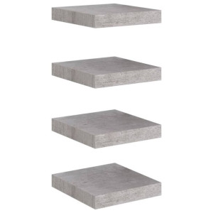 Półki ścienne, 4 szt., szarość betonu, 23 x 23,5 x 3,8 cm, MDF