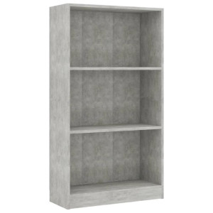 3-poziomowy regał, betonowy szary, 60x24x108 cm, płyta wiórowa