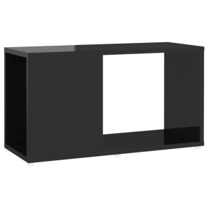 Szafka pod TV, wysoki połysk, czarna, 60x24x32 cm, płyta