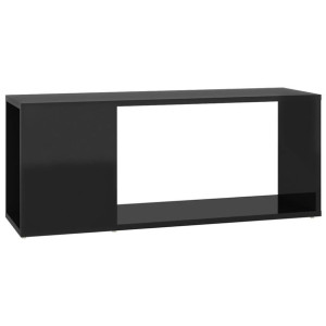 Szafka pod TV, czarna, wysoki połysk, 80x24x32 cm, płyta wiórowa