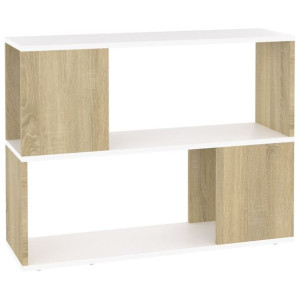 Szafka pod TV, biel i dąb sonoma, 80x24x63 cm, płyta wiórowa