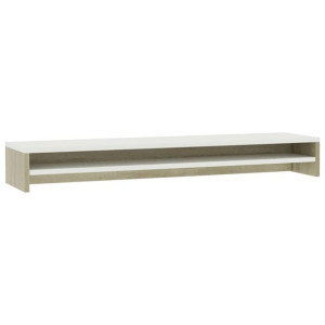 Podstawka pod monitor, biel i dąb sonoma, 100x24x13 cm